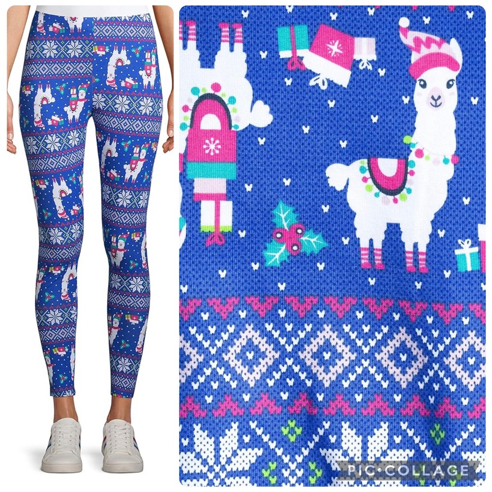 NWT Festive Christmas Holiday Llama No Boundaries  Leggings
